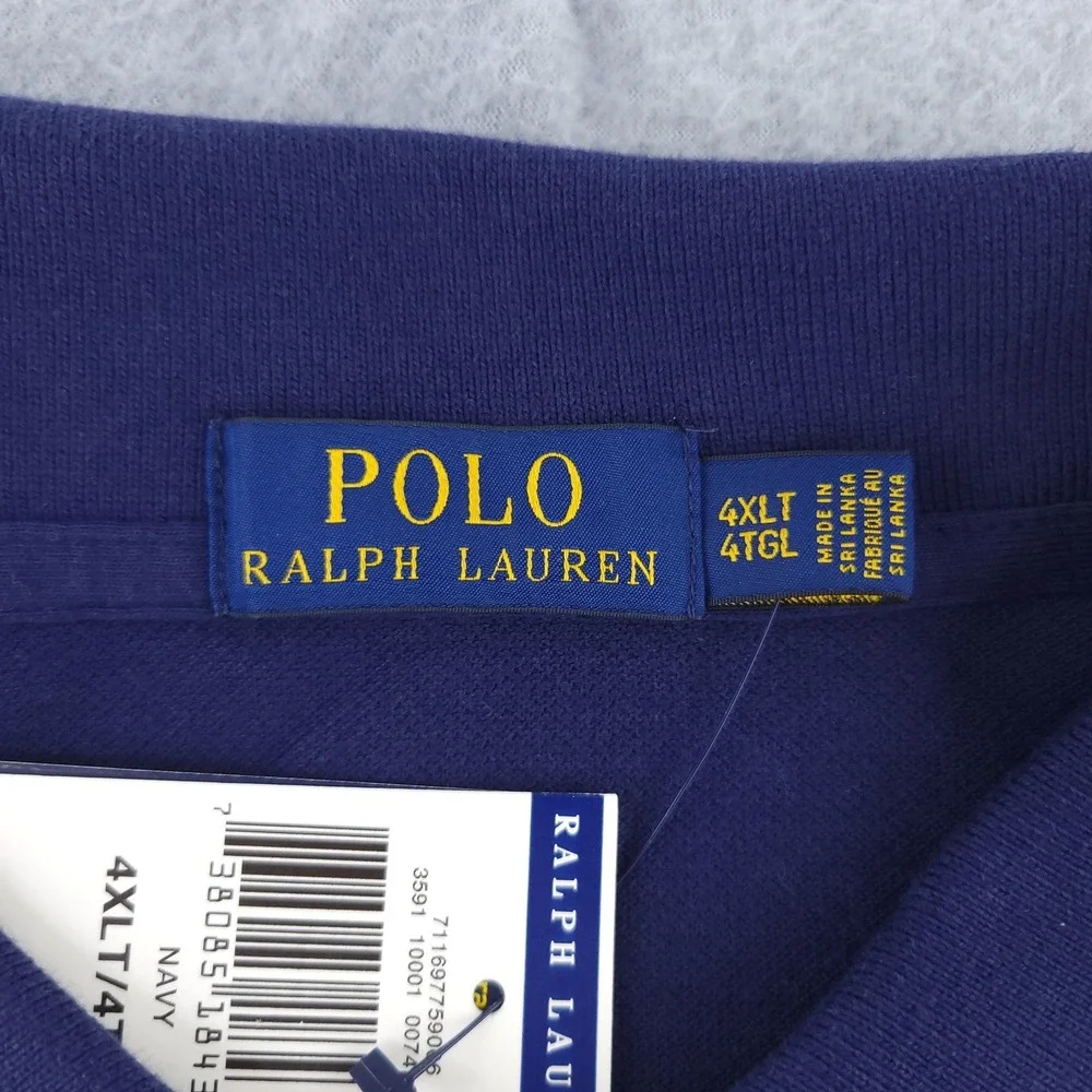 Polo Ralph Lauren Polo Shirt Mens 4XLT Blue Big Pony #3 Logo Top Casual Cotton